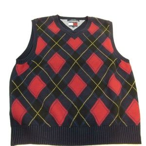 Tommy Hilfiger Argyle Sweater Vest Red Blue Yellow